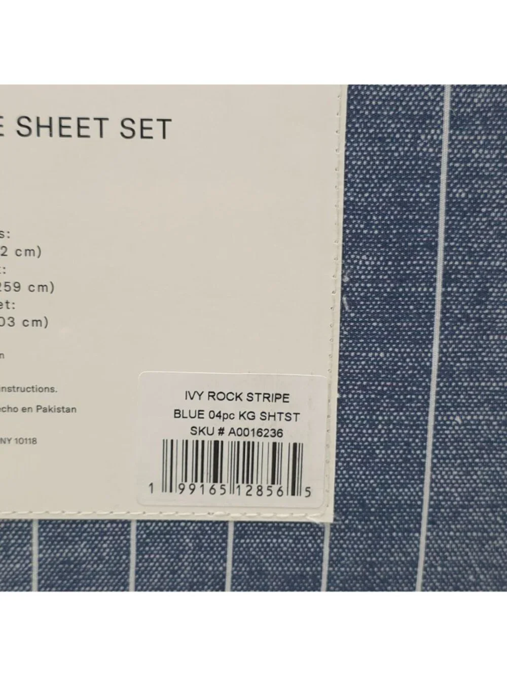 Tommy Hilfiger 100% Cotton Percale King Sheet Set Blue Stripe 4-Piece Denim Blue